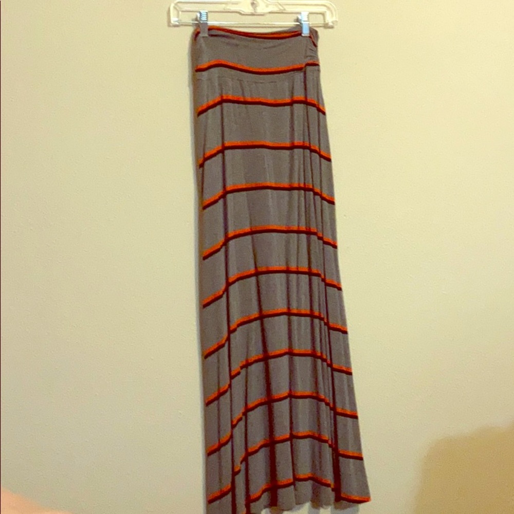 Long skirt black orange and grey stripes